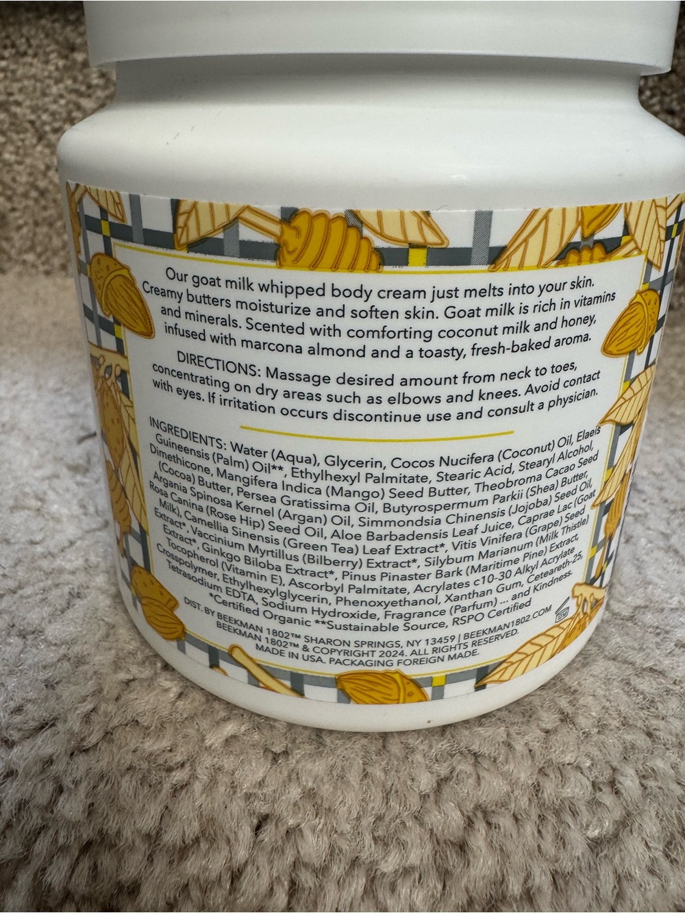 Jumbo Beekman 1802 Almond Honey Cookie Goat Milk Whipped Body Cream 24 fl oz - Picture 2 of 3